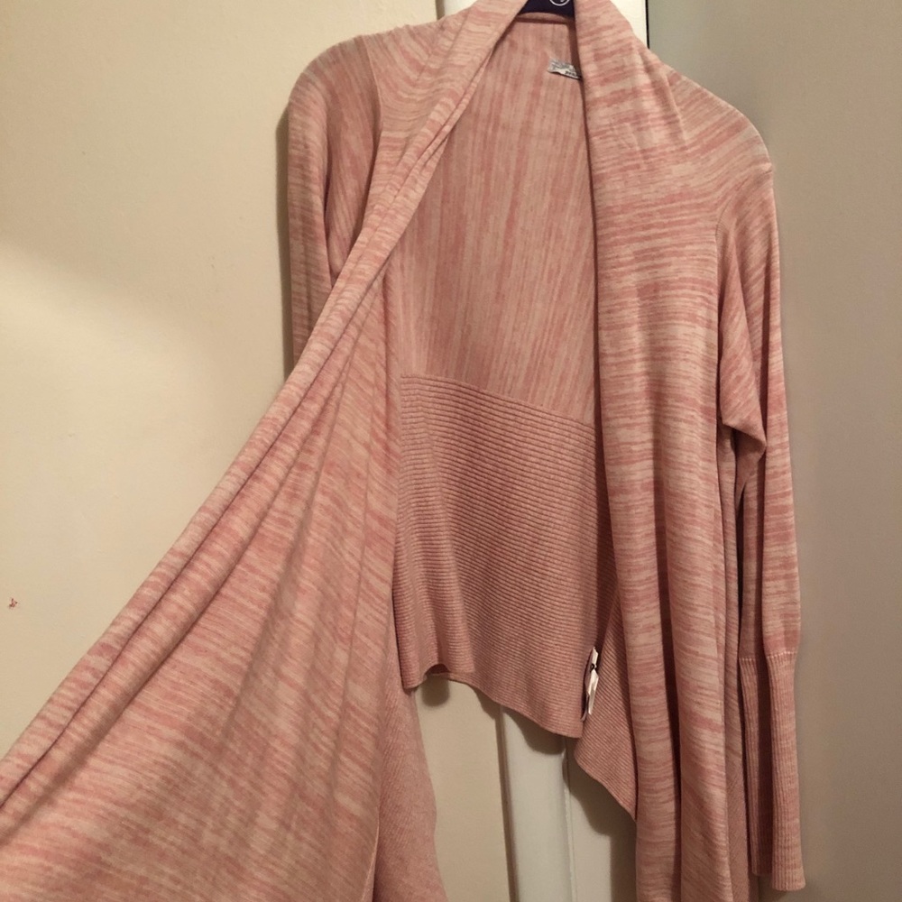 prAna pink/white sweater cardigan, BNWoT, Size M